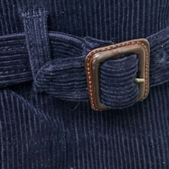 LL Bean Women's L Petite Corduroy Jacket Belted Double Breasted Navy Blue Cotton - Picture 6 of 9